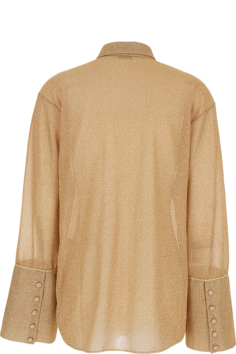 Oseree for Kids Oseree 'lumiere' Gold Colored Shirt With Classic Collar And Bell Sleeves In Tech Fabric Woman