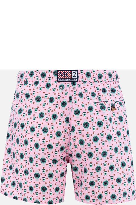 Homeware MC2 Saint Barth Man Lightweight Fabric Swim-shorts Lighting Micro Fantasy With Watches Print