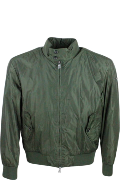Water-repellent Nylon Bomber Jacket, Zip Closure And Pockets With Flap Closure