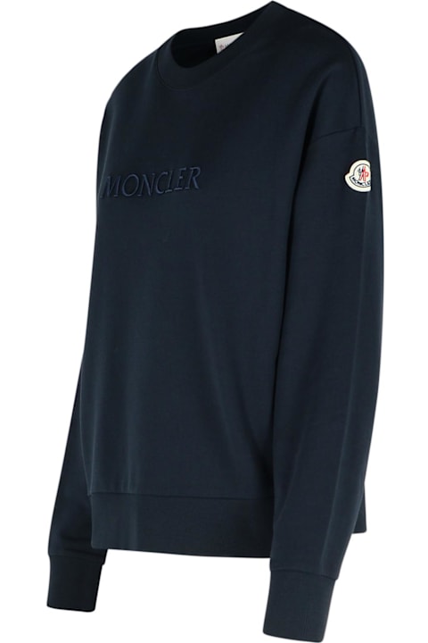 Moncler Sweaters for Women Moncler Navy Cotton Sweatshirt