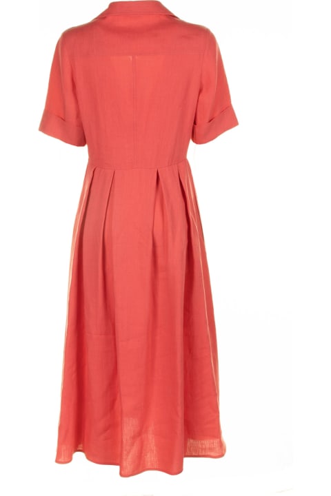 Eleventy Dresses for Women Eleventy Long Coral Half-sleeved Linen Dress