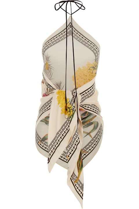 Homeware Blumarine Multicolor Top With All-over Floral Print And Knot Closure In Viscose Woman