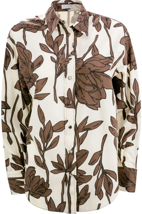 Topwear for Women Brunello Cucinelli Floral-print Cotton Shirt