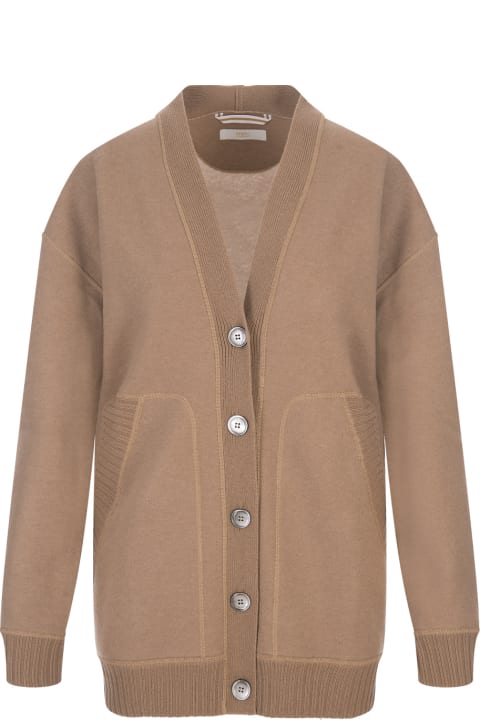 Fedeli Sweaters for Women Fedeli Maxi Cardigan With Buttons In Camel Cashmere