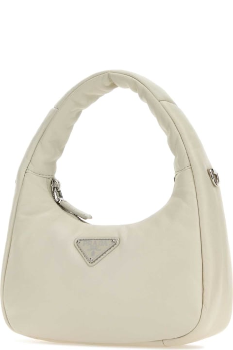 Prada Sale for Women Prada White Nappa Leather Mini Prada Soft Handbag