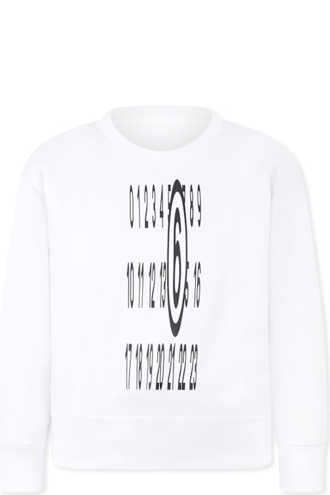 أدوات منزلية MM6 Maison Margiela White Sweatshirt For Kids With Logo