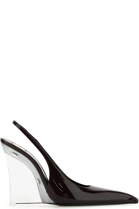 Saint Laurent for Women Saint Laurent Burgundy Leather Miller Wedges