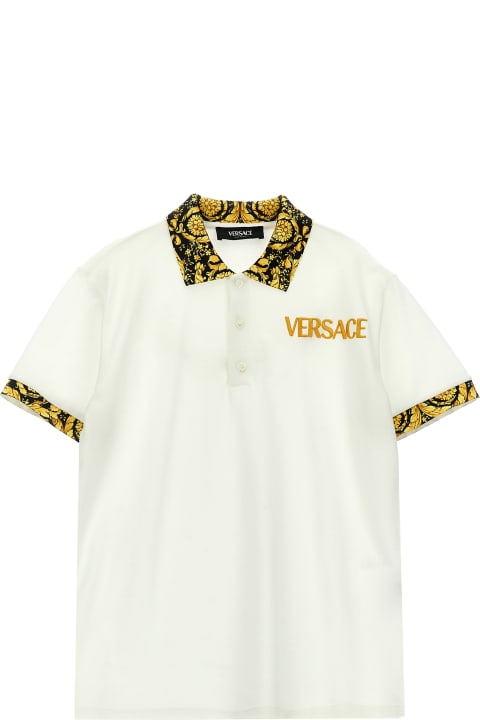 ボーイズ トップス Versace 'barocco' Logo Embroidered Polo Shirt