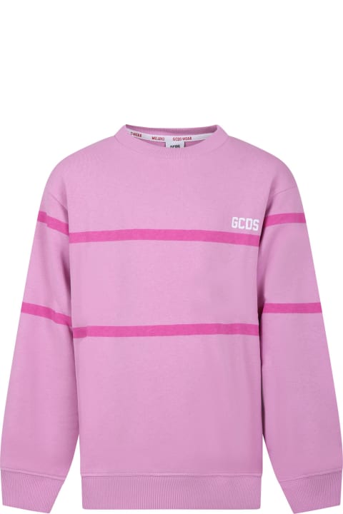GCDS Mini Topwear for Girls GCDS Mini Pink Sweatshirt For Girl With Logo