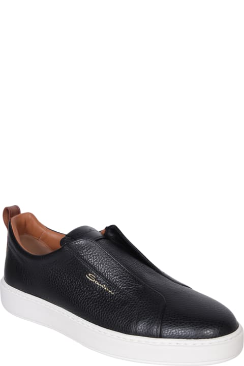 Shoes for Men Santoni Victor Leather Slip-on Black Sneakers