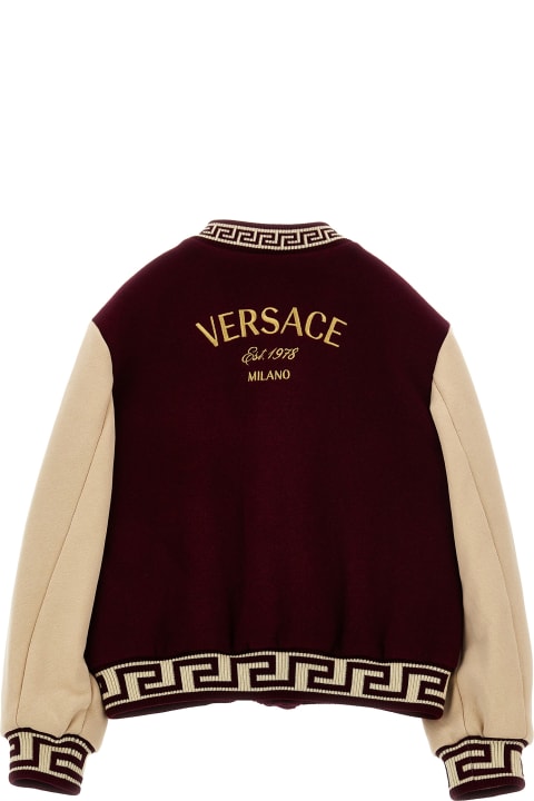 Versace Coats & Jackets for Boys Versace Logo Embroidery Bomber Jacket