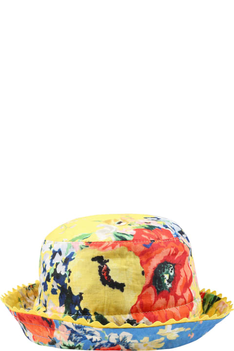 Zimmermann Accessories & Gifts for Girls Zimmermann Reversible Yellow Cloche For Girl With All-over Print