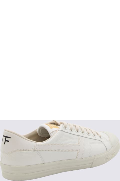 メンズ新着アイテム Tom Ford White Leather Low Top Sneakers