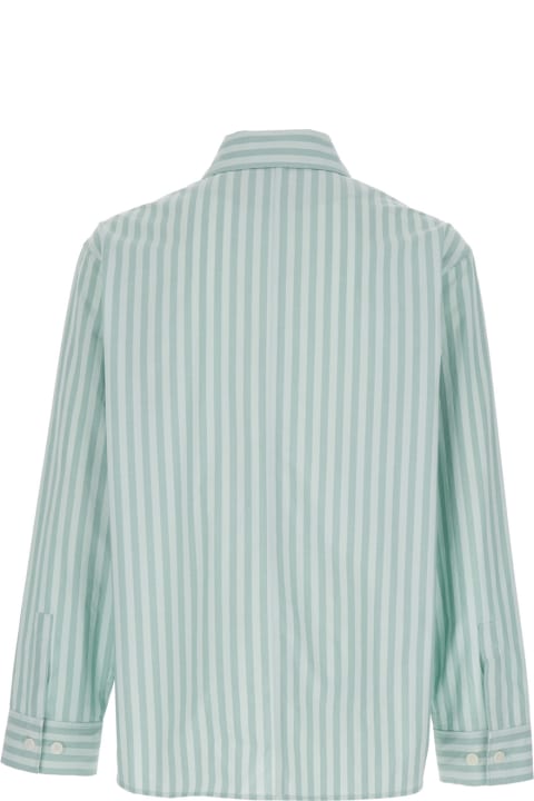 Coats & Jackets for Men Maison Kitsuné Green Striped Overshirt In Cotton Man