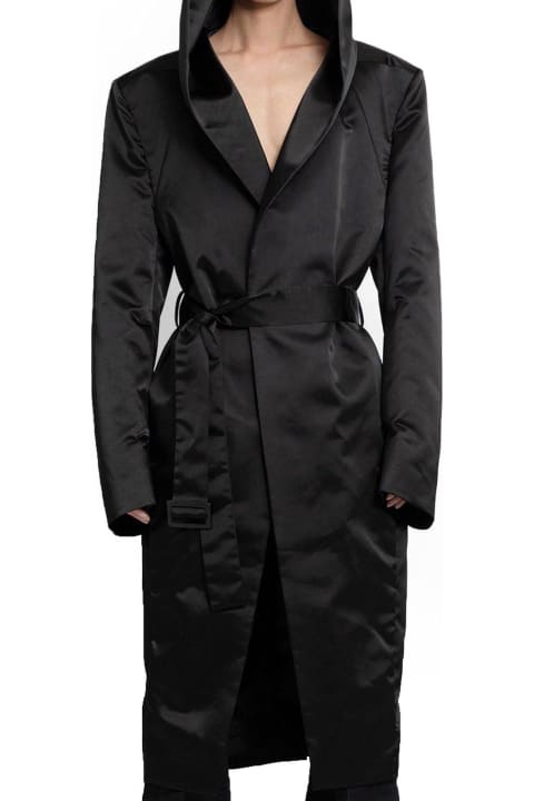 Coats & Jackets for Men Rick Owens Slim High Shine Hooded Coat