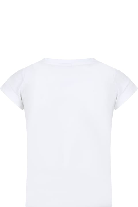 GCDS Mini T-Shirts & Polo Shirts for Girls GCDS Mini White T-shirt For Girl With Patterned Logo