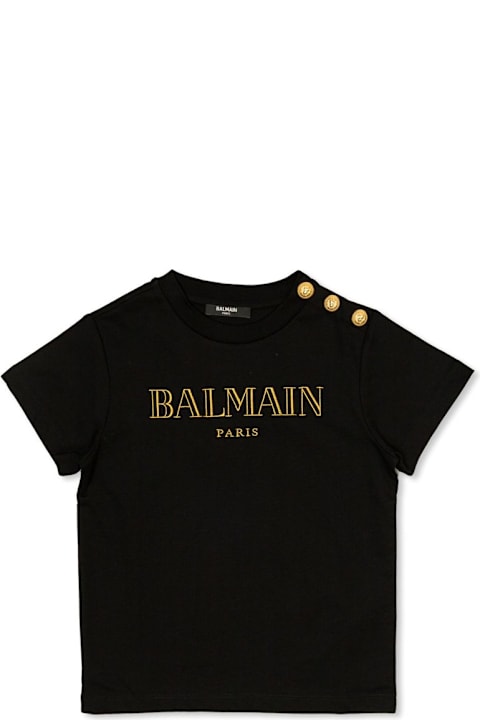 Balmain T-Shirts & Polo Shirts for Girls Balmain Press-stud Fastened Crewneck T-shirt