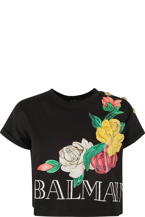 Balmain Clothing for Women Balmain Rose Logo Cropped T-shirt
