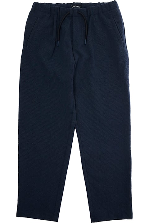 Emporio Armani for Kids Emporio Armani Blue Pants With Elastic Drawstring Waist And Logo Embroidery On The Rear In Viscose Blend Stretch Boy