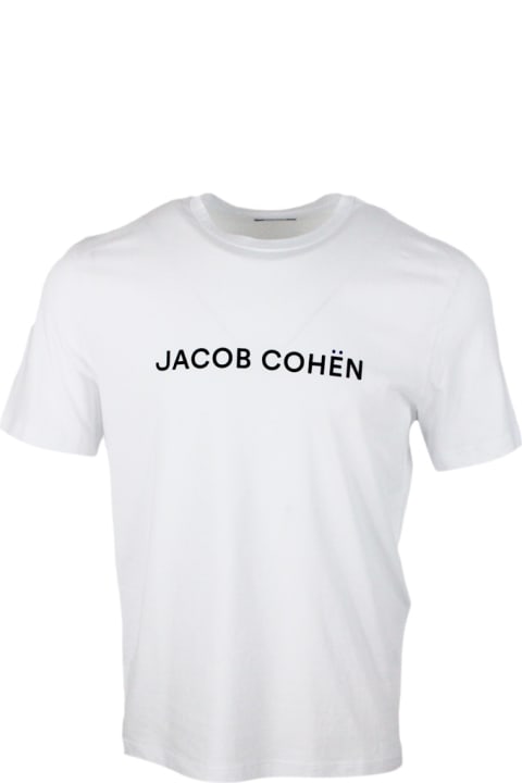 Jacob Cohen Clothing for Men Jacob Cohen Short-sleeved Crew-neck T.shirt In Stretch Cotton Jersey With Logo On The Chest