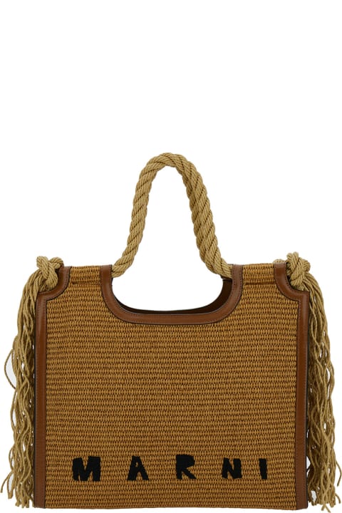 Fashion for Women Marni 'summer' Beige Tote Bag With Cord Handles And Logo Detail In Rafia Woman