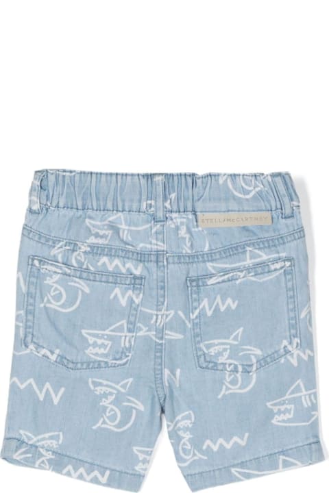 Bottoms for Baby Girls Stella McCartney Kids Blue Denim Bermuda Shorts With Shark Print