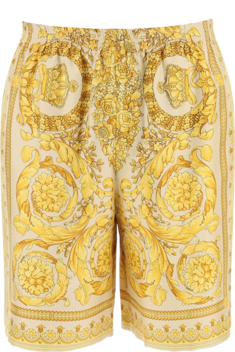 Versace Pants for Men Versace 'barocco' Gold Silk Bermuda Shorts