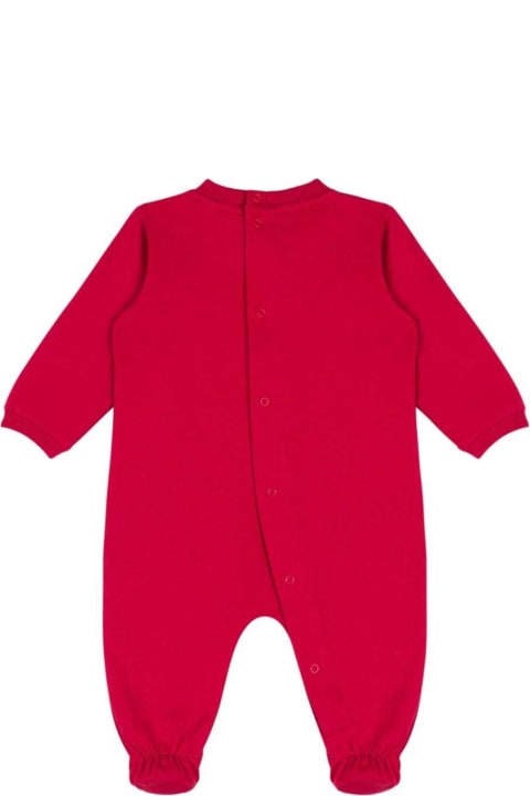 Moschino أطقم وبودي سوت لـ رُضع بنات Moschino Red Onesie With Logo Print At The Front In Cotton Baby