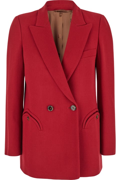 Blazé Milano Coats & Jackets for Women Blazé Milano Red Double-breasted Jacket With Peak Revers In Wool Woman