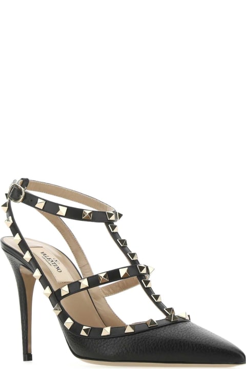 Valentino Garavani Black Leather Rockstud Pumps