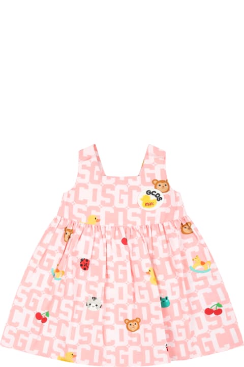 ベビーガールズ GCDS Miniのワンピース＆ドレス GCDS Mini Pink Dress For Baby Girl With Logo Patch