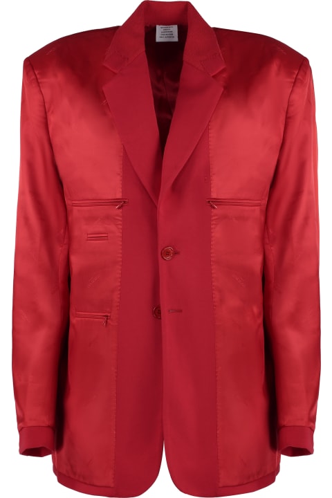 الملابس لـ القسم الرجالي VETEMENTS Cotton Blend Jacquard Blazer