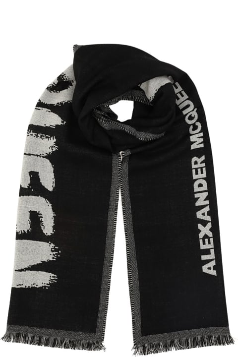 Scarves for Men Alexander McQueen Oversize Logo Scarf