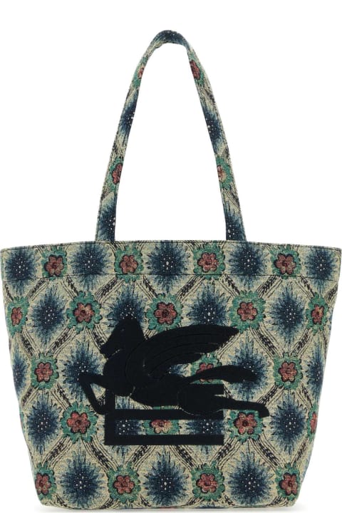 ウィメンズ新着アイテム Etro Embroidered Canvas Medium Soft Trotter Shopping Bag