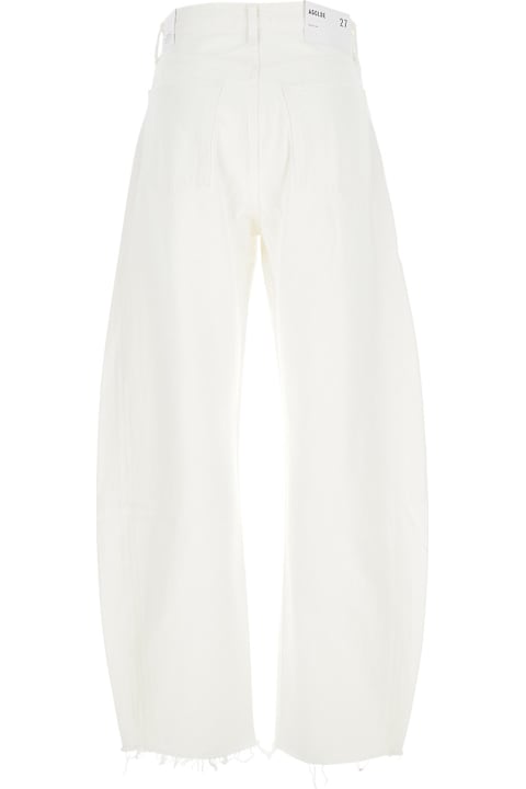 Homeware AGOLDE 'luna' White Jeans With Logo Patch On The Rear And Fringed Hem In Denim Woman