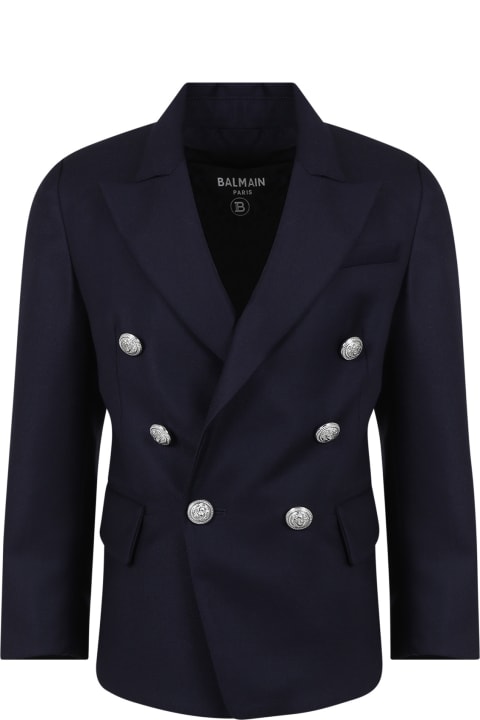 Coats & Jackets for Boys Balmain Blue Jacket For Kids