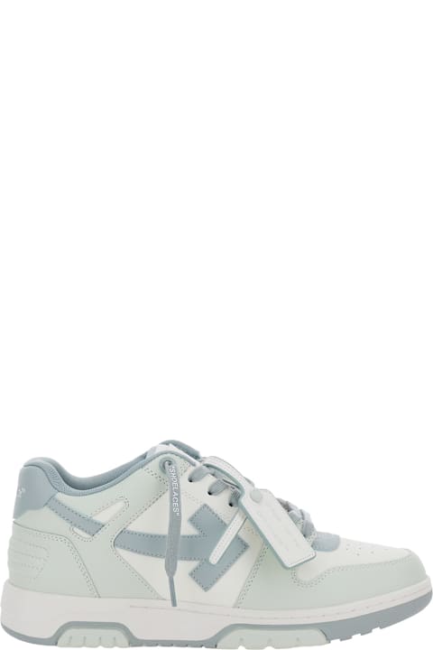 Sneakers for Men Off-White 'out Of Office' Light Blue Low Top Sneakers With Arrow Motif And Zip-tie Tag In Leather Man