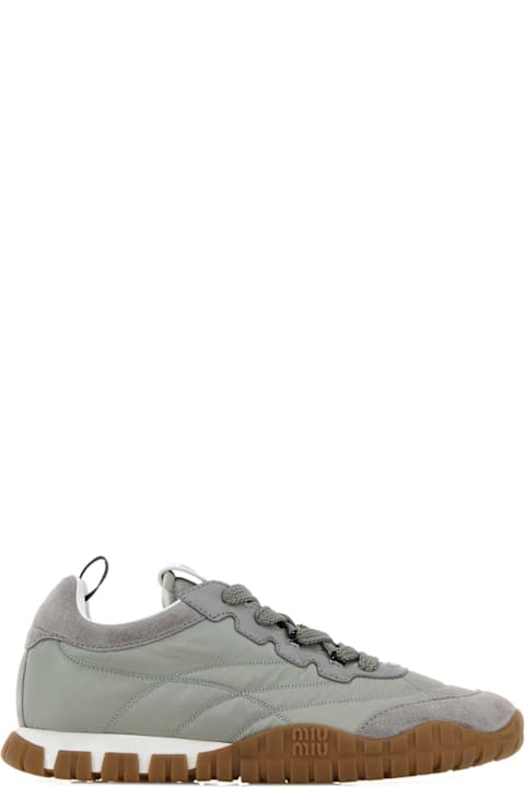 Miu Miu Grey Re-nylon And Suede Sneakers