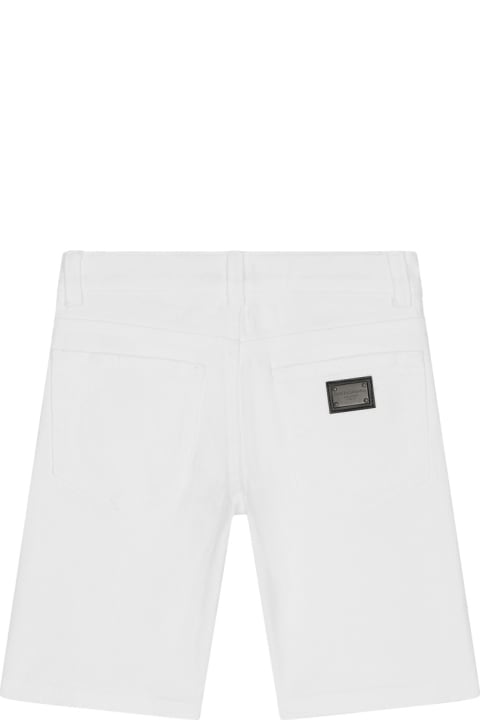 Bottoms for Boys Dolce & Gabbana 5 Pocket Denim Bermuda Shorts With Logo Plaque