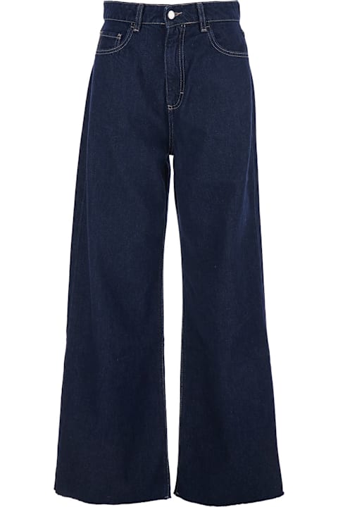 Homeware Icon Denim 'debby' Blue Jeans With Wide Leg And Logo Patch On The Rear In Denim Woman
