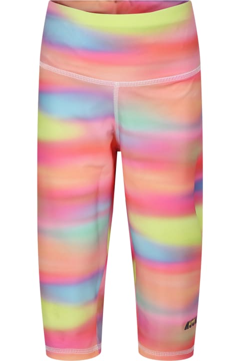 Fashion for Kids MSGM Multicolor Leggings For Girl With Tie Dye Print