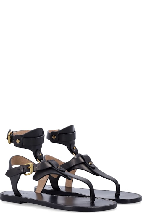 Isabel Marant Eveen Flat Leather Thong Sandals