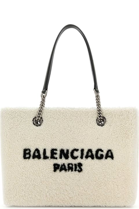 أدوات منزلية Balenciaga White Shearling Duty Free M Handbag