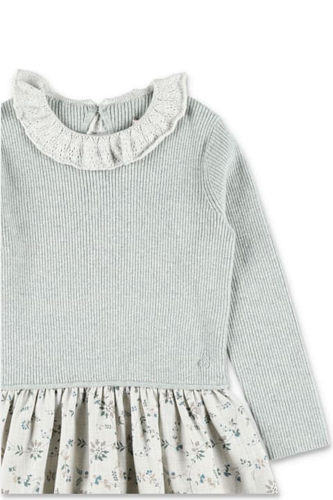 Homeware Bonpoint Bonpoint Jourielle Girl's Floral Dress In Organic Cotton And Wool