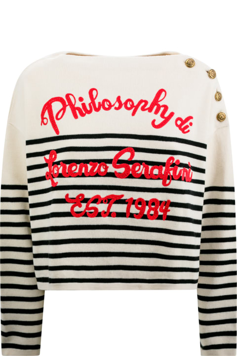 Philosophy di Lorenzo Serafini Sweaters for Women Philosophy di Lorenzo Serafini Striped Sweater With Button Insert