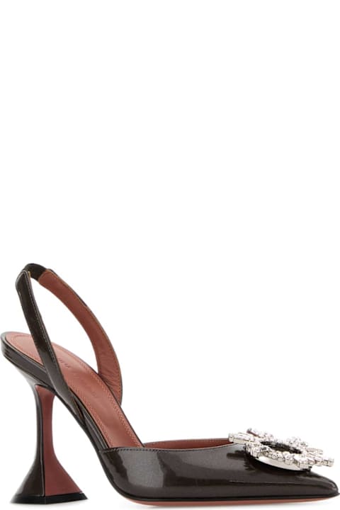 Amina Muaddi Chocolate Leather Begum Pumps
