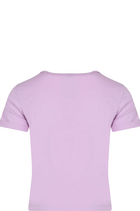 Fashion for Kids Stella McCartney Kids Purple T-shirt For Girl With Rainbow Logo