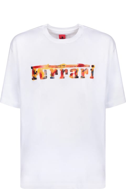 Ferrari Topwear for Men Ferrari Graffiti Logo White T-shirt