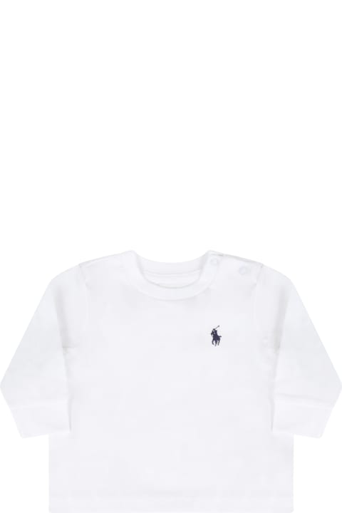 Homeware Ralph Lauren White T-shirt For Baby Boy With Pony Logo