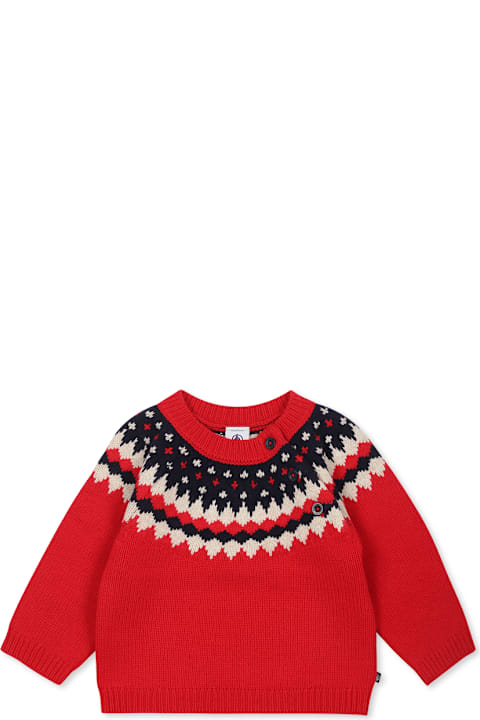 Petit Bateau for Kids Petit Bateau Red Sweater For Baby Boy With Jaquard Pattern